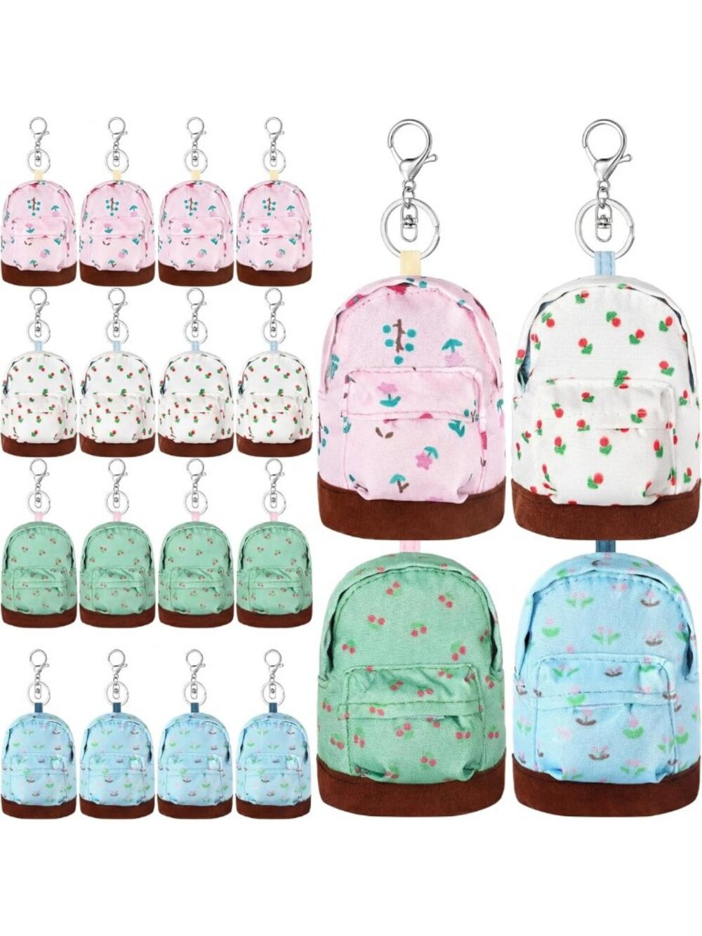 16 Pcs Mini Backpack Keychain Set - Cute Coin Purse Zipper Pouches for Gifts